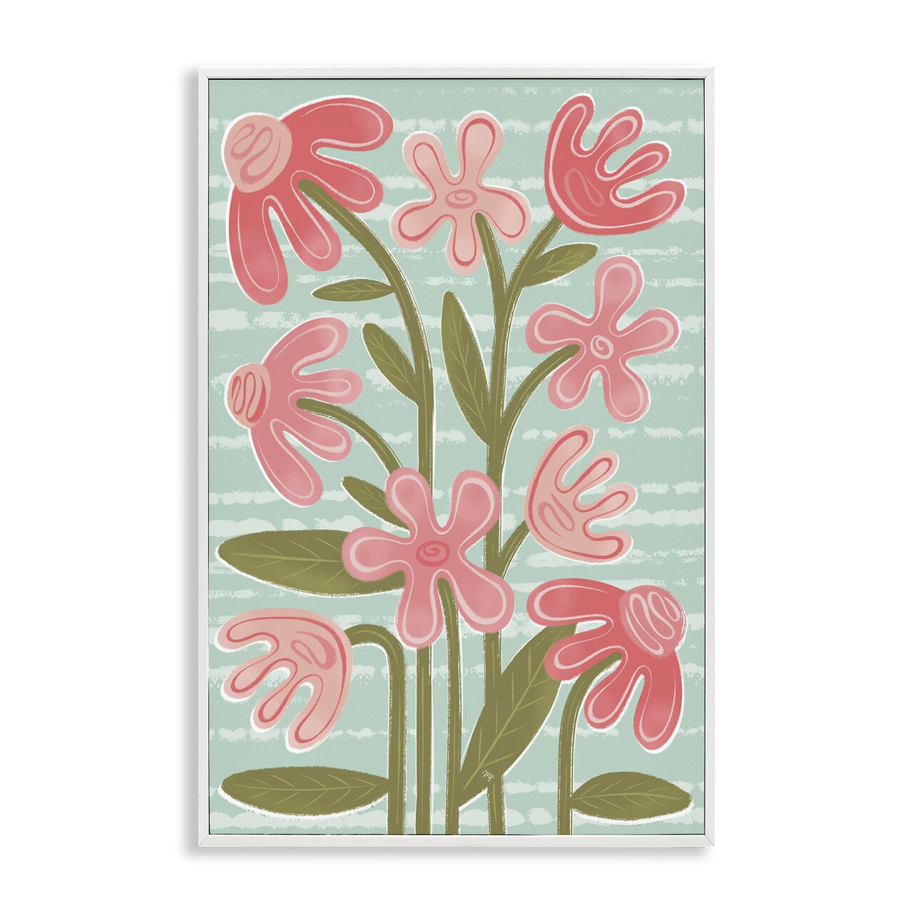 Stupell Industries Pink Whimsy Midcentury Flowers Framed Giclee, design by Martina Pavlova